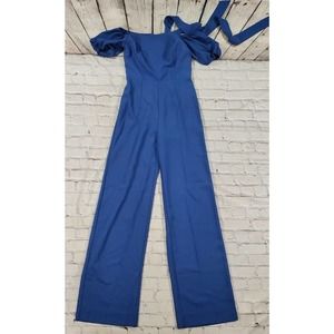 Lilly Pulitzer Jada Off The Shoulder Navy Blue Jumpsuit WOMENS SIZE 00